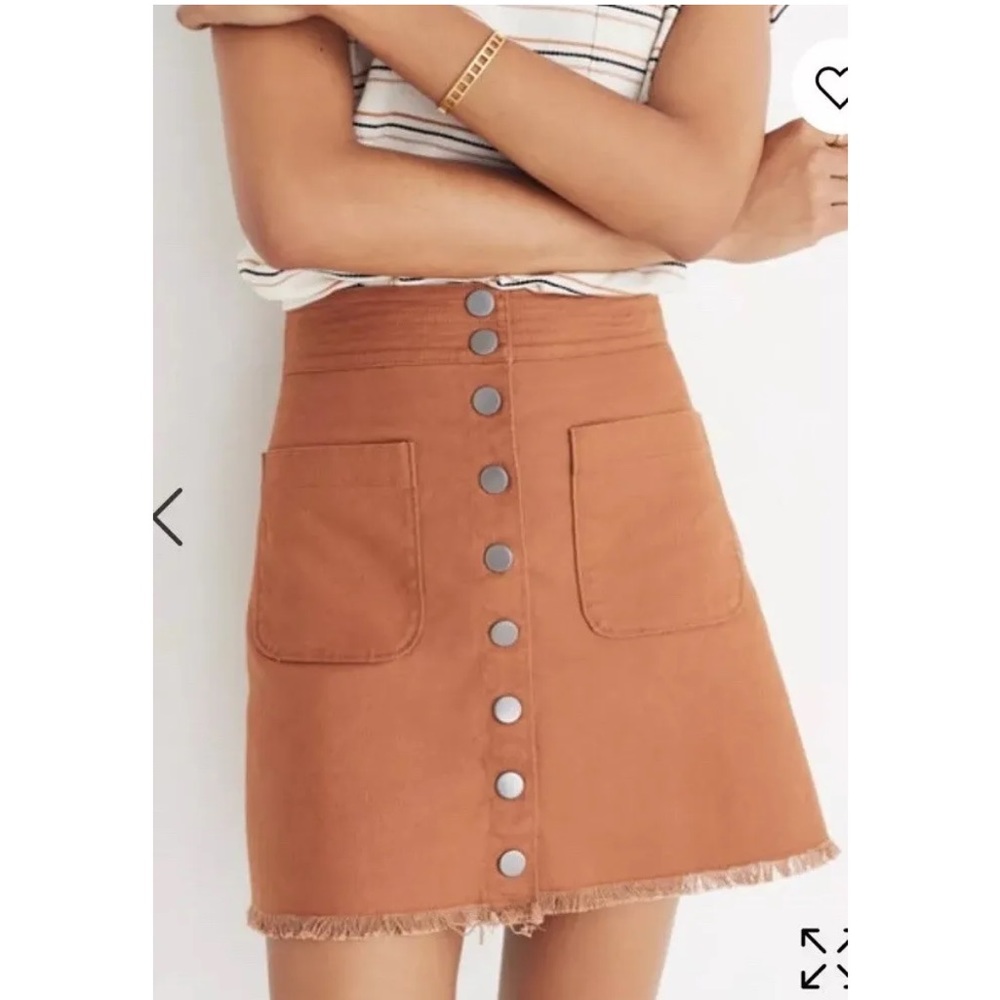 Madewell Frayed Edge Burnt Orange Mini Skirt